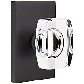 Emtek Privacy Set, Modern Rectangle Rosette, Modern Windsor Crystal Knob