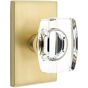 Emtek Privacy Set, Modern Rectangle Rosette, Modern Windsor Crystal Knob