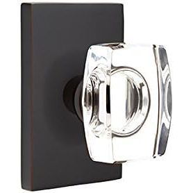Emtek Privacy Set, Modern Rectangle Rosette, Modern Windsor Crystal Knob