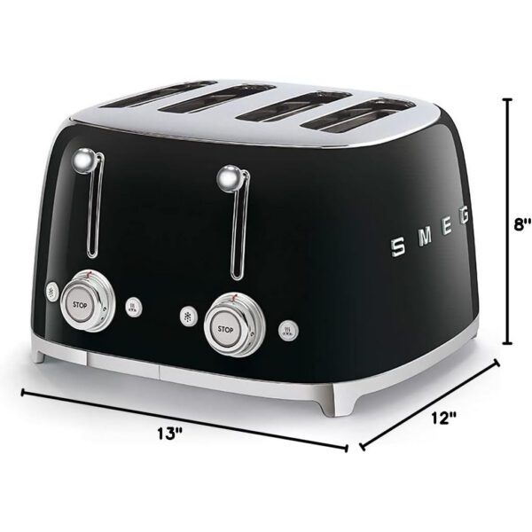 Smeg 50s Retro Line Black 4x4 Slot Toaster