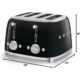 Smeg 50s Retro Line Black 4x4 Slot Toaster