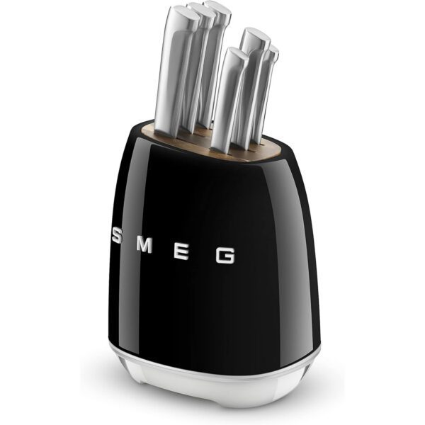 Smeg Black Stainless Steel Knife Block Set