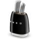 Smeg Black Stainless Steel Knife Block Set