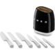 Smeg Black Stainless Steel Knife Block Set