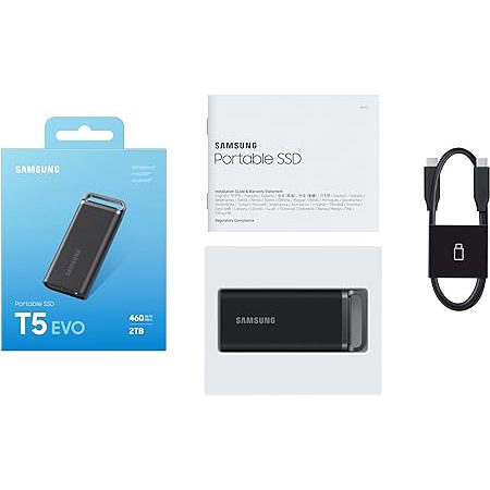 SAMSUNG T5 EVO Portable SSD 2TB, USB 3.2 Gen 1 External Solid State Drive