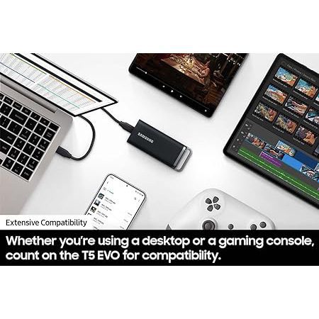 SAMSUNG T5 EVO Portable SSD 2TB, USB 3.2 Gen 1 External Solid State Drive