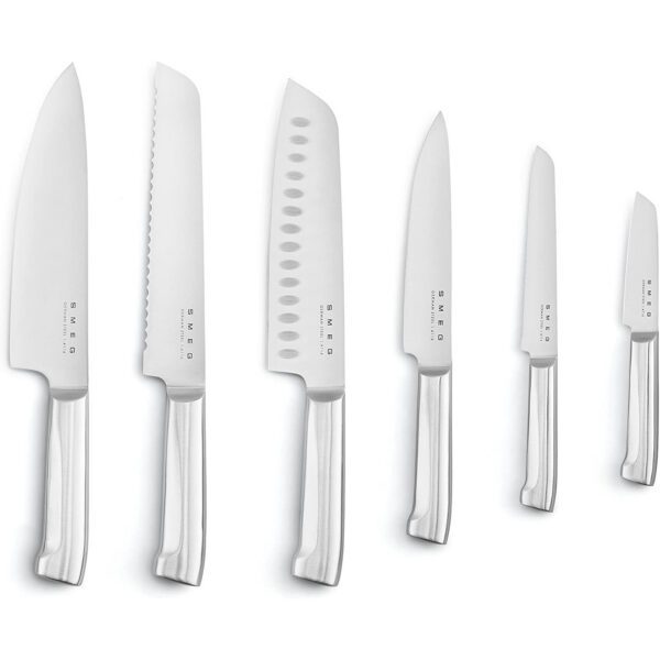 Smeg Black Stainless Steel Knife Block Set