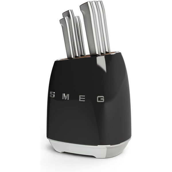 Smeg Black Stainless Steel Knife Block Set