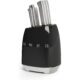 Smeg Black Stainless Steel Knife Block Set