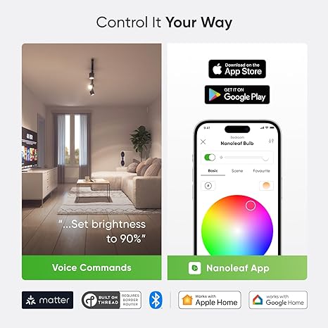 Nanoleaf Essentials Smart LED Color-Changing Light Bulb (60W)