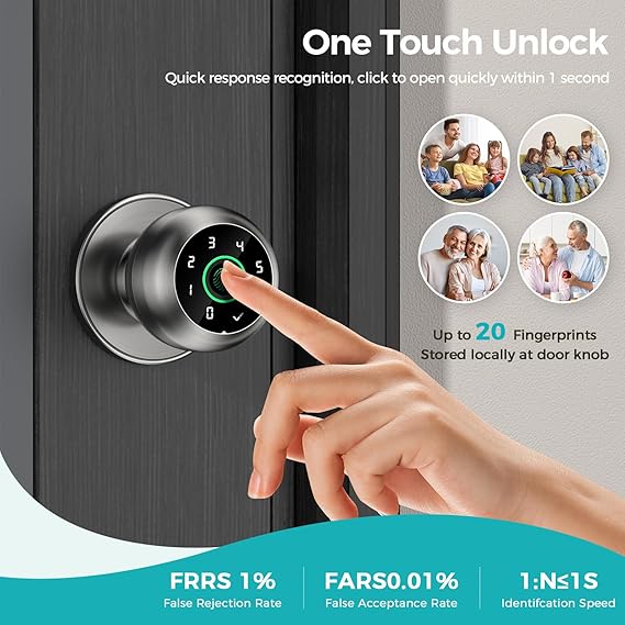 Fingerprint Door Lock - Fingerprint and Keypad Input Smart Door knob