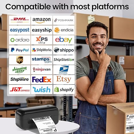 Phomemo Thermal Shipping Label Printer, Black