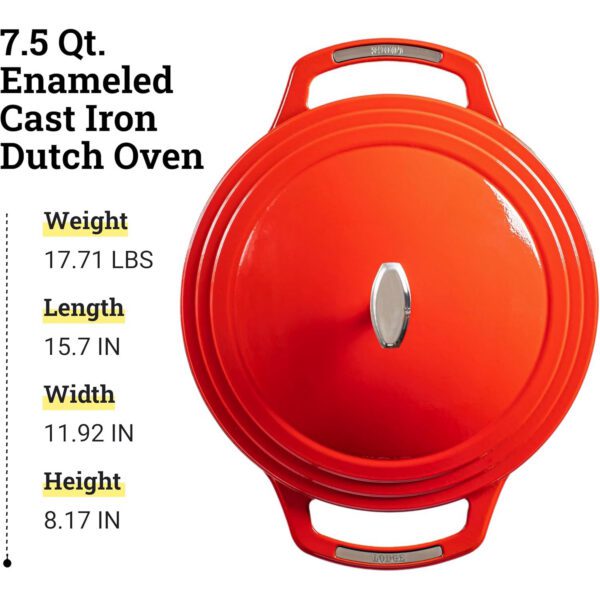 Lodge USA Enamel Dutch Oven, 7.5 qt., Red