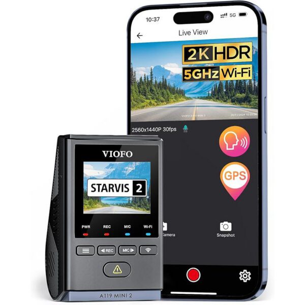 VIOFO Dash Cam A119 Mini 2, STARVIS 2 Sensor, 2K 60fps/HDR 30fps