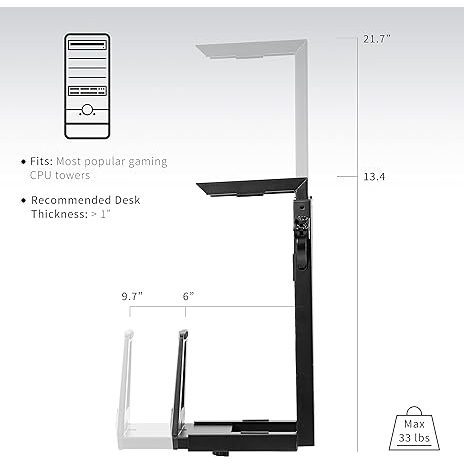VIVO Adjustable Under Desk Gaming PC Mount