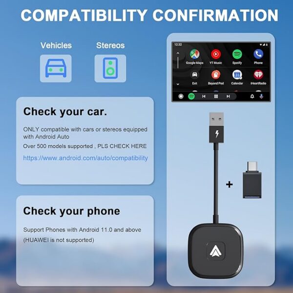 Android Auto Wireless Adapter Plug and Play Car Dongle