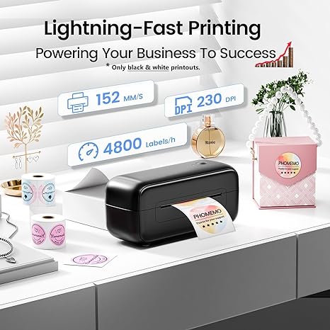 Phomemo Thermal Shipping Label Printer, Black