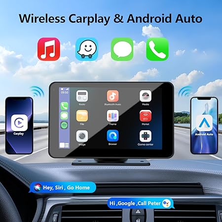 Apple Carplay Screen for Car, 7" HD Portable Car Stereo Touch Screen