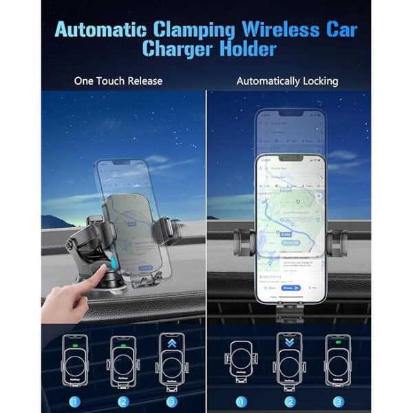 BothLin Wireless Car Charger, Fast Charging Phone Holder 3 in 1