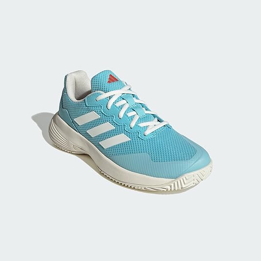 adidas Women's Gamecourt 2.0 Tennis Shoe, Light Aqua Off White