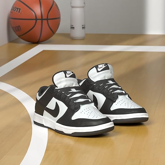 Nike Dunk Low Mens Sneakers, White/Black/White