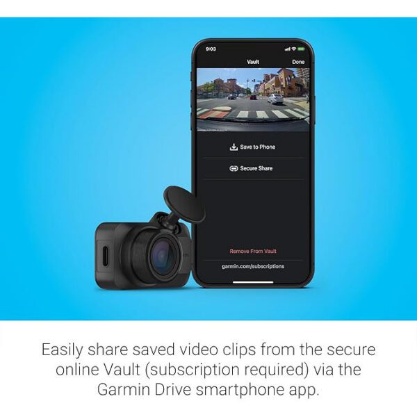 Garmin Dash Cam Mini 3, Ultracompact 1080p HD Dash Cam