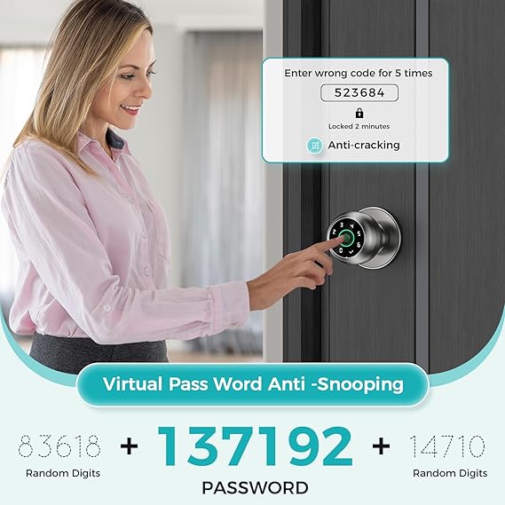 Fingerprint Door Lock - Fingerprint and Keypad Input Smart Door knob