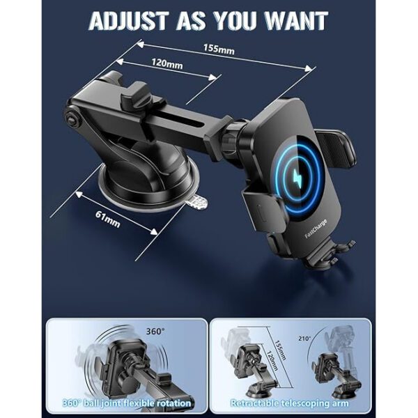 BothLin Wireless Car Charger, Fast Charging Phone Holder 3 in 1
