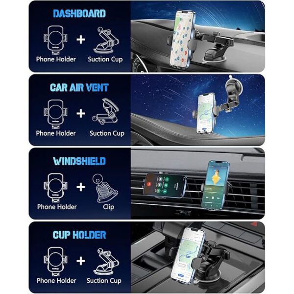 BothLin Wireless Car Charger, Fast Charging Phone Holder 3 in 1