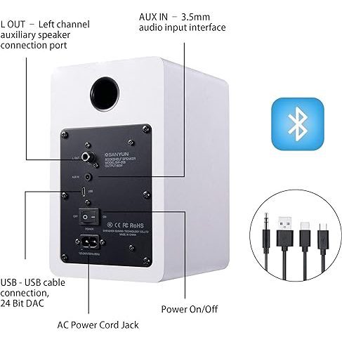 SW208 3" Active Bluetooth 5.0 Bookshelf Speakers