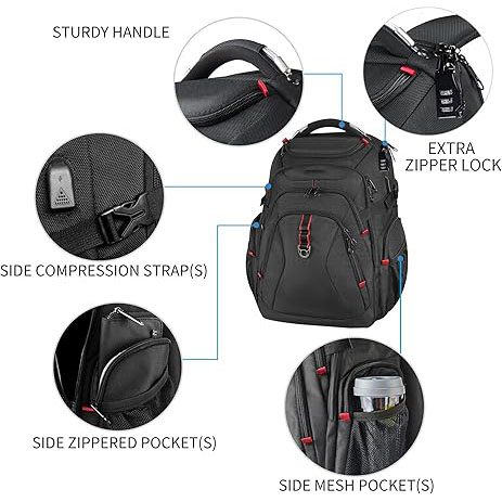 KROSER Travel Laptop Backpack 17.3 Inch XL Computer Backpack