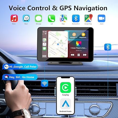 Apple Carplay Screen for Car, 7" HD Portable Car Stereo Touch Screen