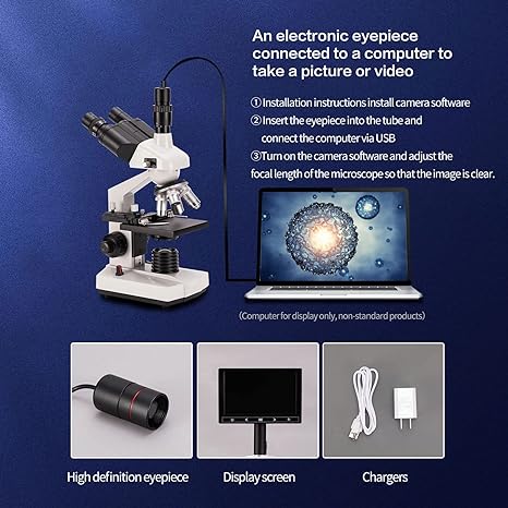 Bogrinuo Compound trinocular Microscope, 40X-5000X Magnification