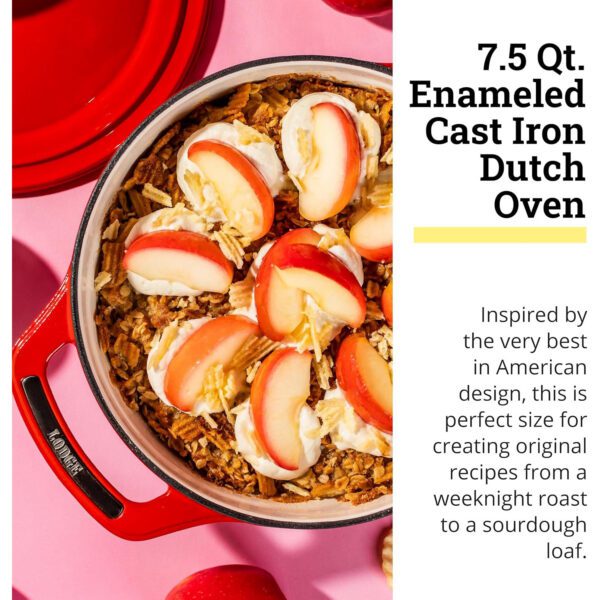 Lodge USA Enamel Dutch Oven, 7.5 qt., Red